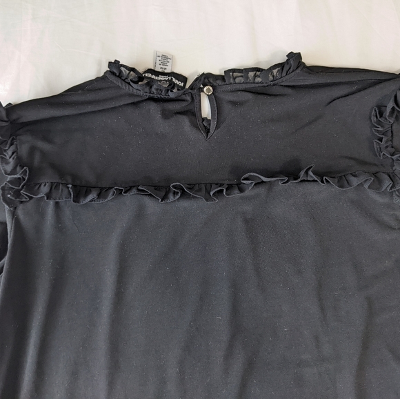 Karl Lagerfeld Black Long Sleeve Ruffle Chest Blouse Medium - Picture 5 of 10